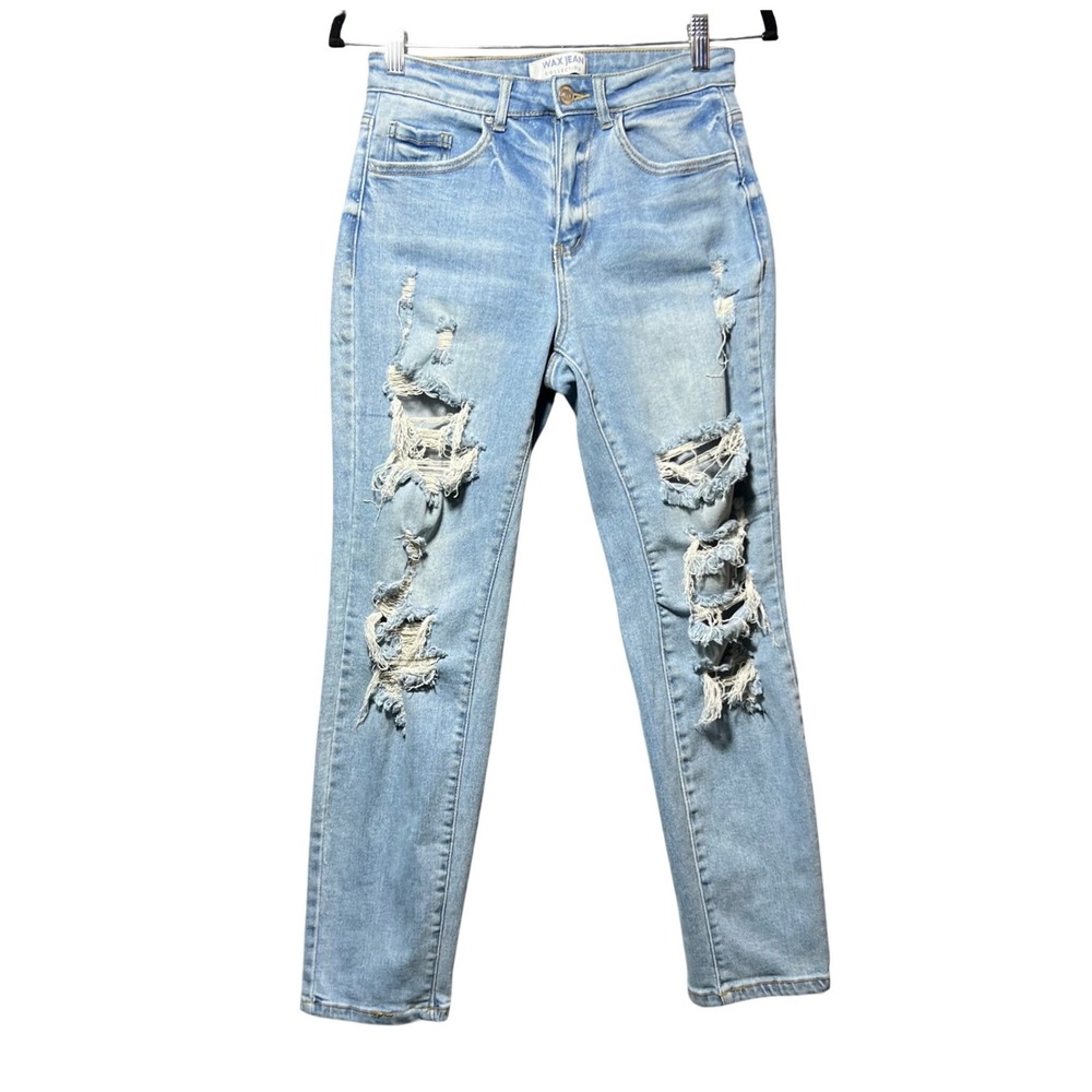 Wax Jeans Light Wash High Rise Distressed Skinny Jeans 5 /27‎ Ripped